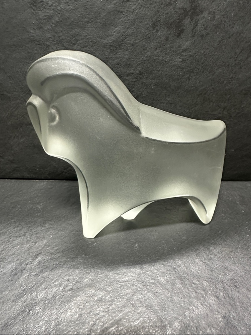 Vintage Frosted Glass Front Clear Glass Back Animal Heavy Weighted Figure